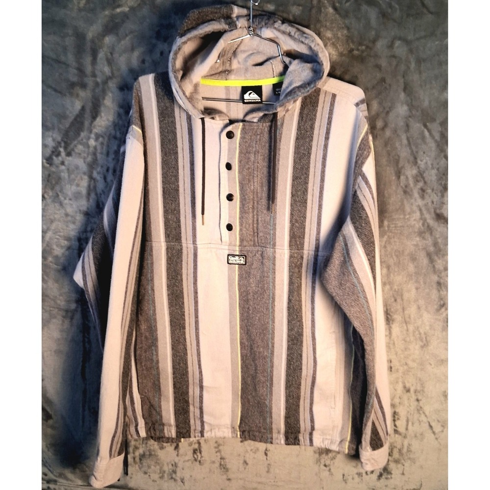 Quiksilver Neo Inca Anorak Jacket Men's Size Large Striped Fleece Hooded